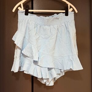 Women's Ruffled Shorts in Light Blue